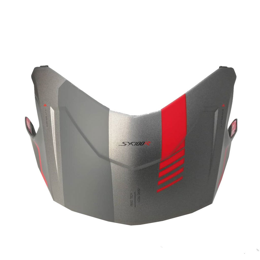 Nexx Sx.100R Gridline Mat Gri Kırmızı Kask Arka Spoiler
