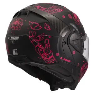 LS2 Advant 2 Sophia Mat Siyah Pembe Çene Açılır Kask