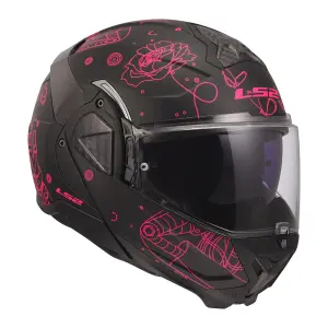 LS2 Advant 2 Sophia Mat Siyah Pembe Çene Açılır Kask