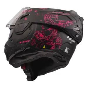 LS2 Advant 2 Sophia Mat Siyah Pembe Çene Açılır Kask