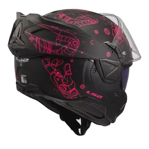 LS2 Advant 2 Sophia Mat Siyah Pembe Çene Açılır Kask
