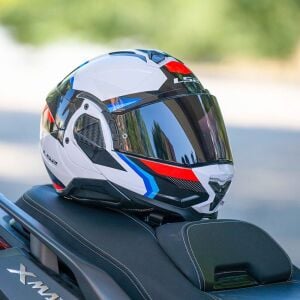 LS2 Advant 2 Kask Triple Siyah Mavi Kırmızı Beyaz