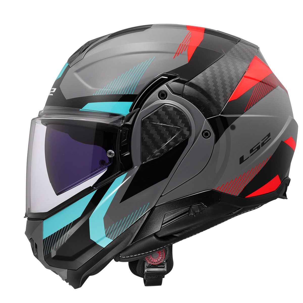 LS2 Advant 2 Kask Triple Siyah Kırmızı Gri Turkuaz