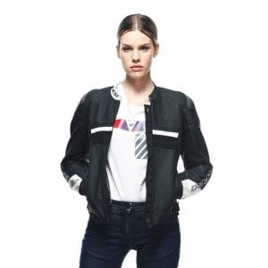 Dainese Rapida Kadın Deri Mont Mat Siyah Beyaz