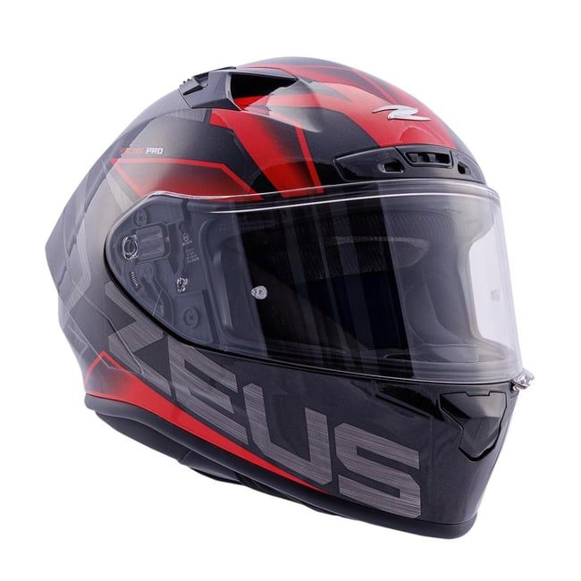 Zeus ZS-826 Kask İnci Siyah BK3 Kırmızı