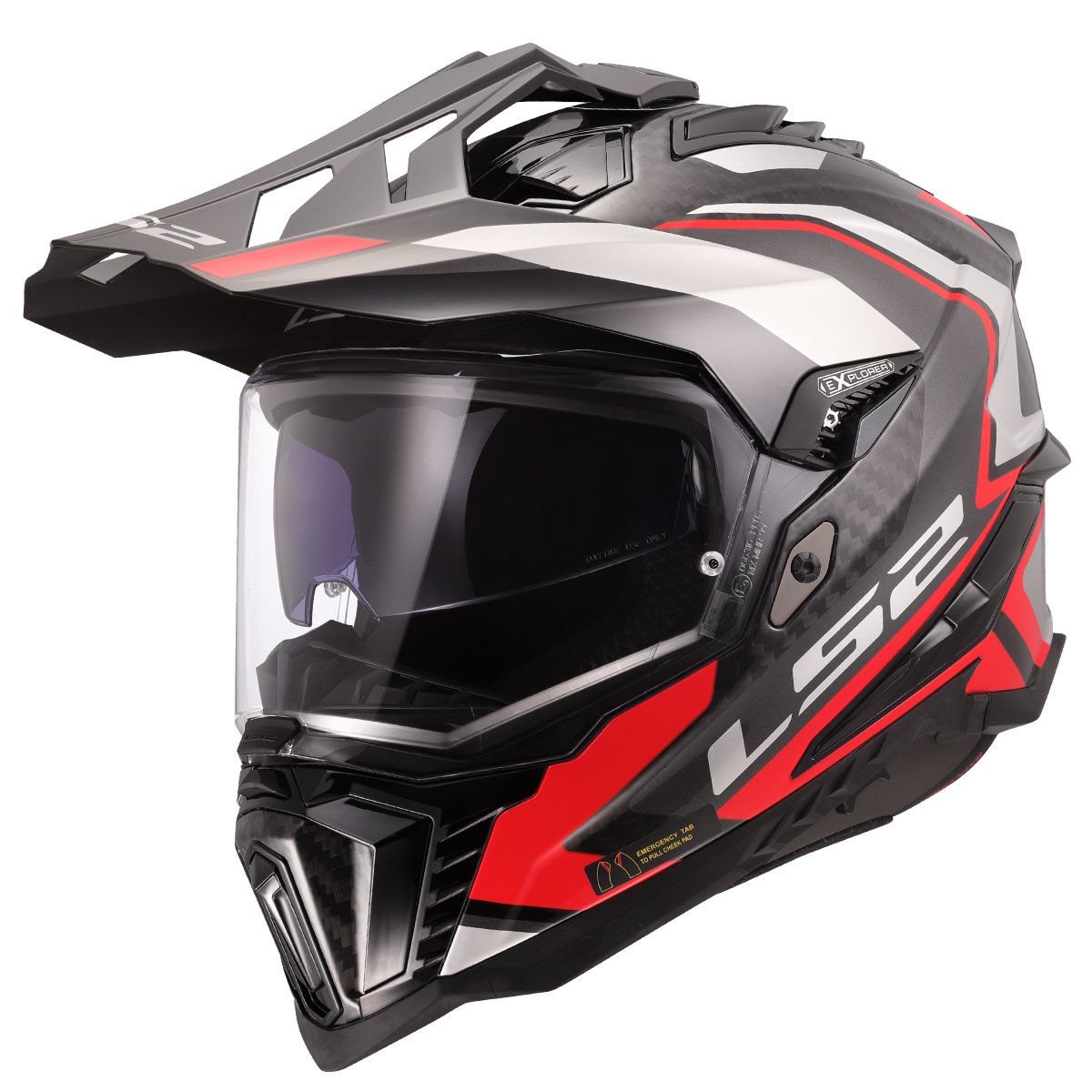 LS2 Explorer C Karbon Frontier II Kask Kırmızı