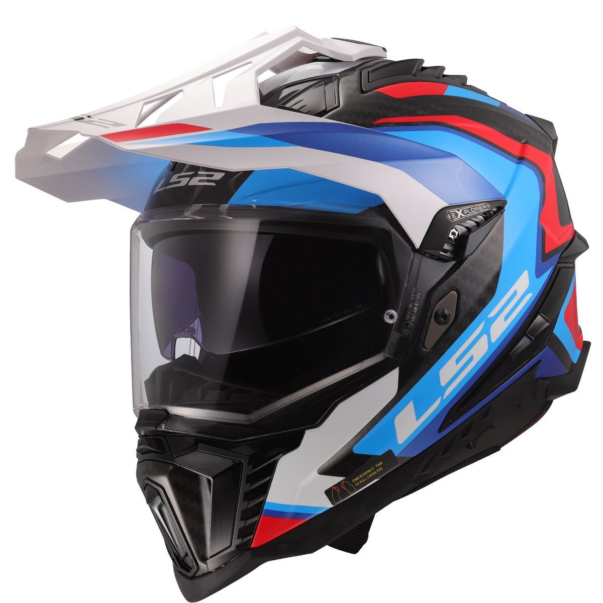 LS2 Explorer C Karbon Frontier II Kask Beyaz-Mavi