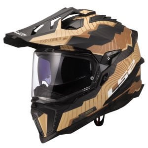 LS2 Explorer C Karbon Trick Kask Mat Kahve-Kum