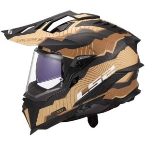 LS2 Explorer C Karbon Trick Kask Mat Kahve-Kum