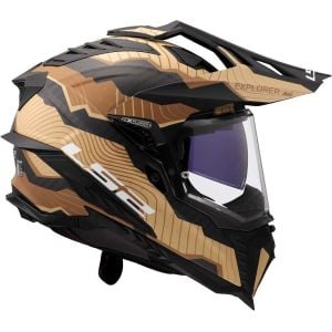 LS2 Explorer C Karbon Trick Kask Mat Kahve-Kum
